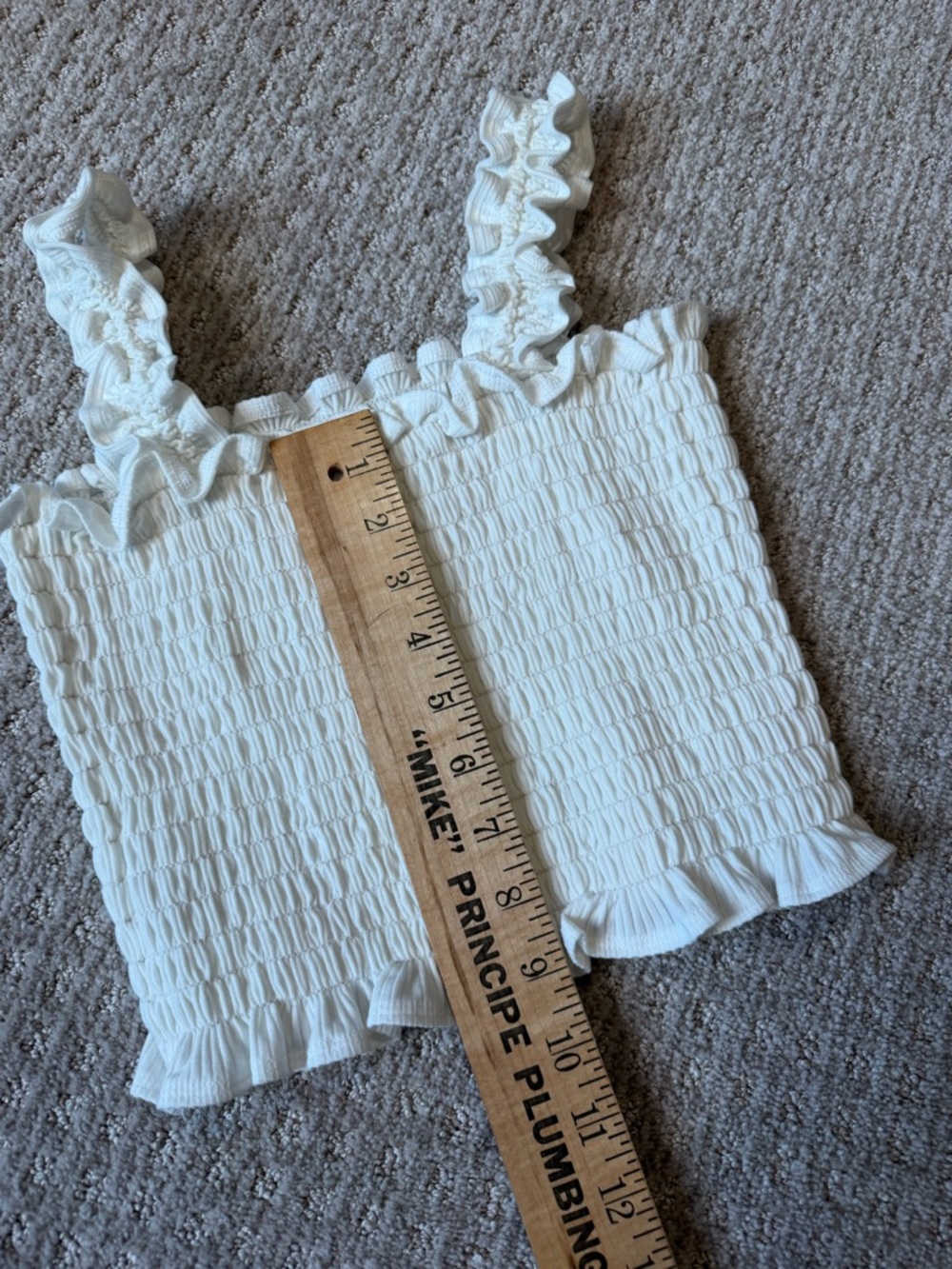 Reformation White Smocked Ruffle Crop Tank - Picture 6 of 6